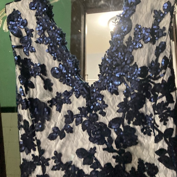 Tadashi Shoji dress lace sequins size 12 blue-gray women - Picture 3 of 7